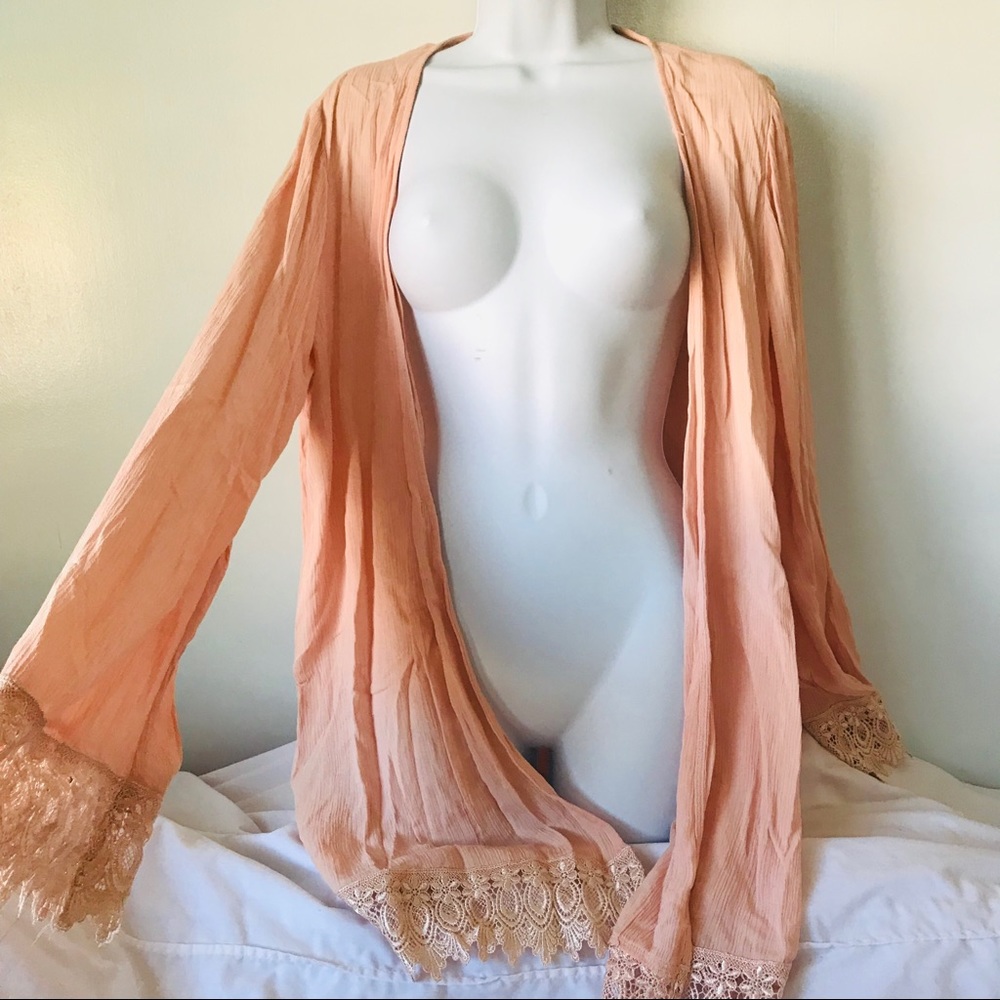 Forever21 • Lace Fringe Open Front Cardigan